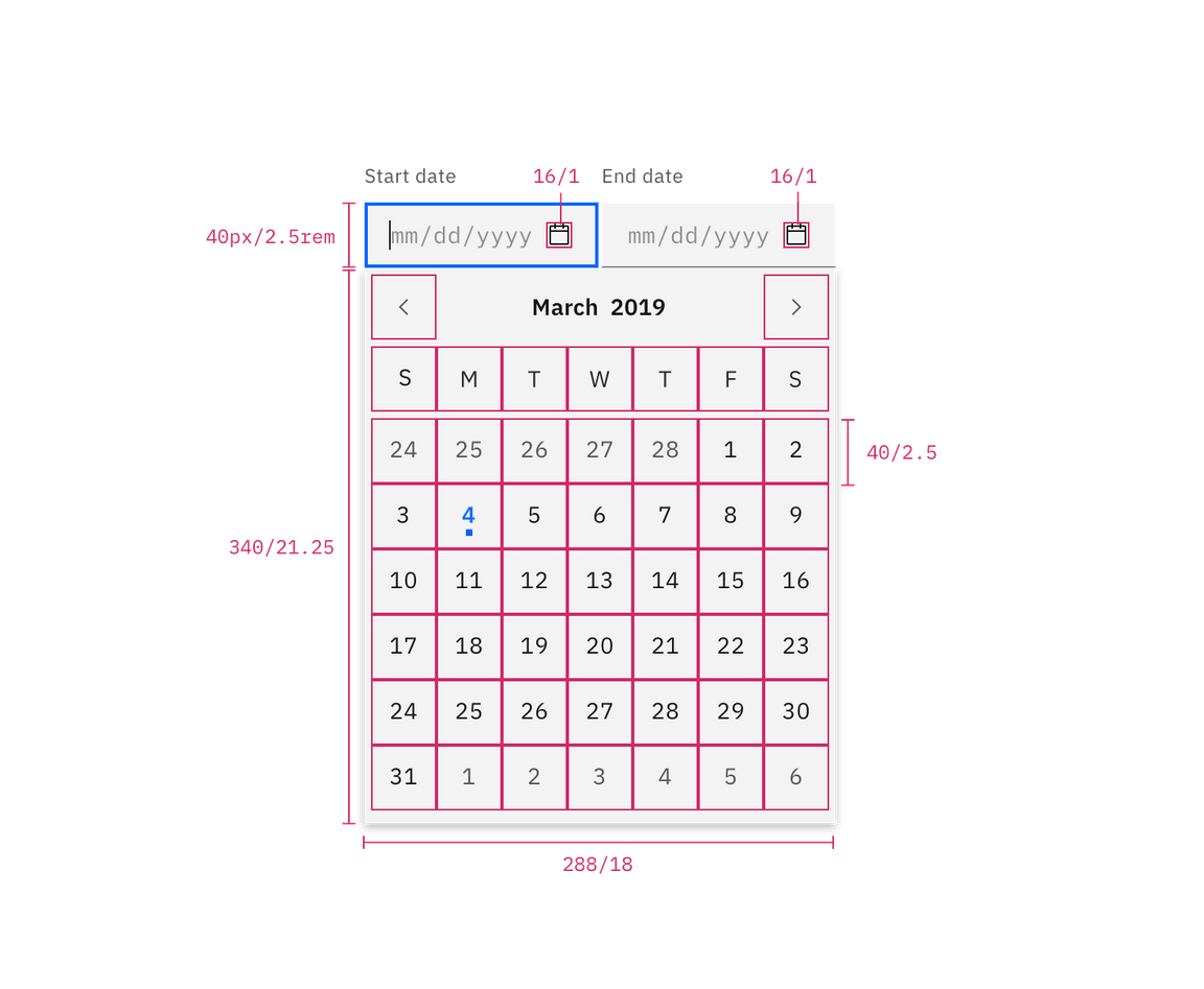 Structure for date picker